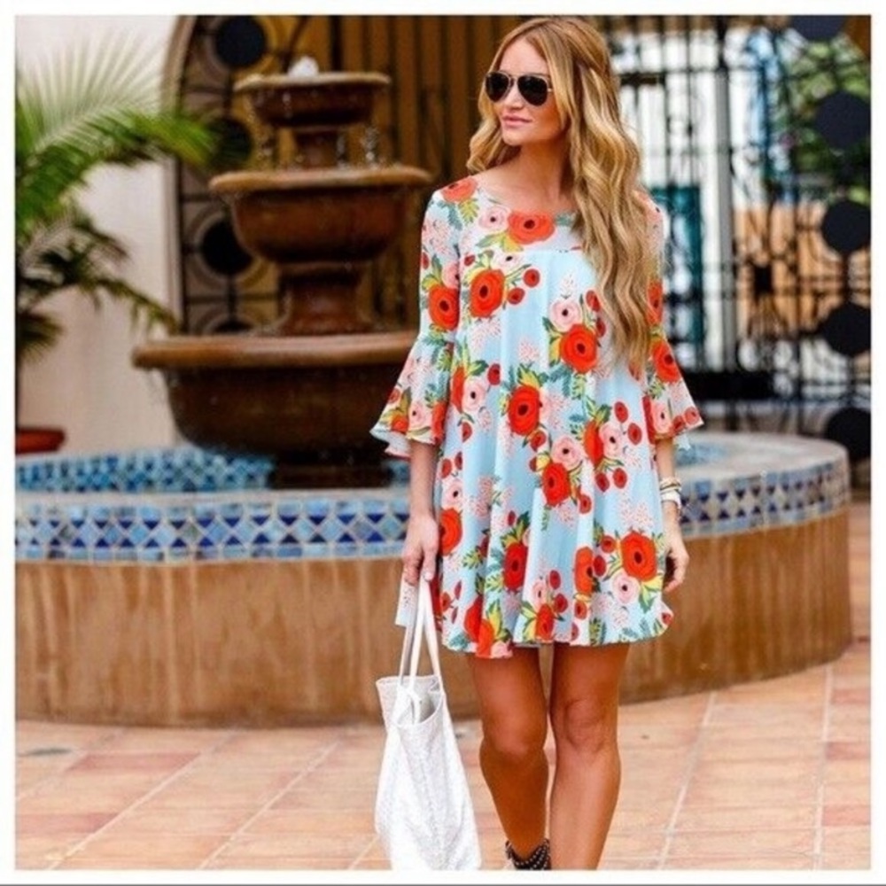 Anthropologie Paper Crown + Rifle paper Fluttered Blooms Swing Dress Small